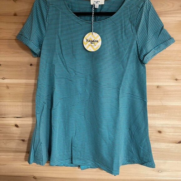 Blue Striped Short Sleeve Top - Hayden LA - Picture 1 of 4